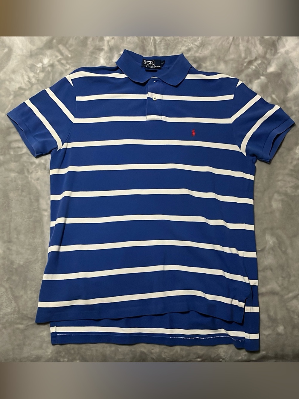 Vintage Polo Ralph Lauren Striped Short Sleeve Polo Shirt Royal Blue Men's L